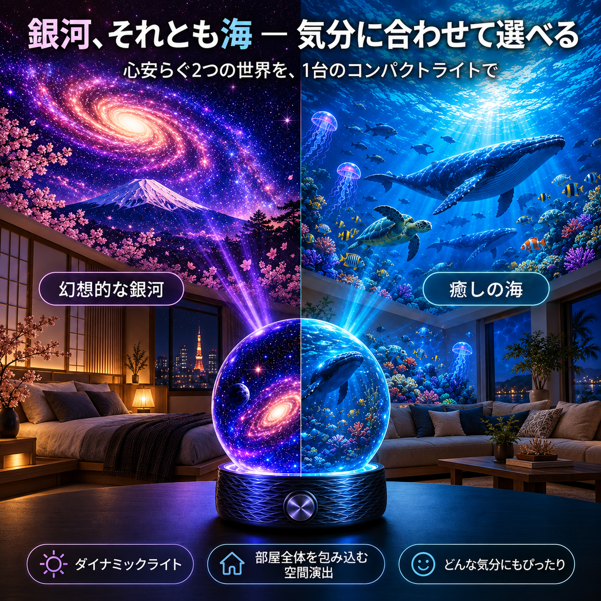 BVJ® 💪2026 PRO MAX 5Dスマート・ワールド・プロジェクター 🌎 Bluetooth操作と効果音で、100種類以上の没入型世界を創り出そう
