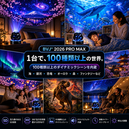 BVJ® 💪2026 PRO MAX 5Dスマート・ワールド・プロジェクター 🌎 Bluetooth操作と効果音で、100種類以上の没入型世界を創り出そう