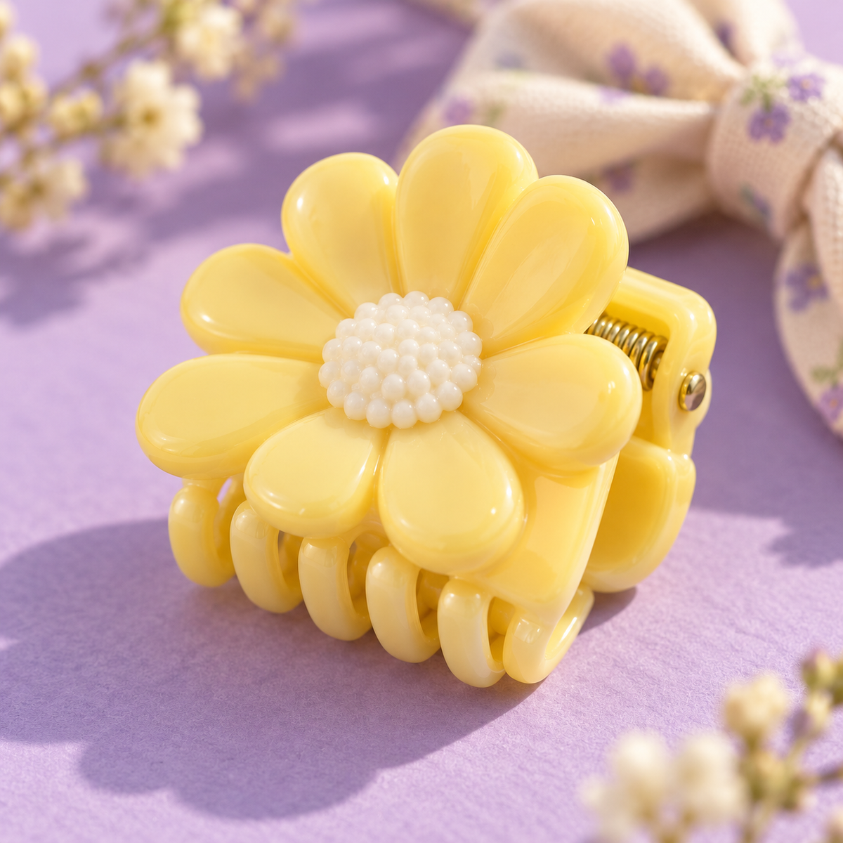 Butter Daisy Mini Claw — AI-generated styling illustration