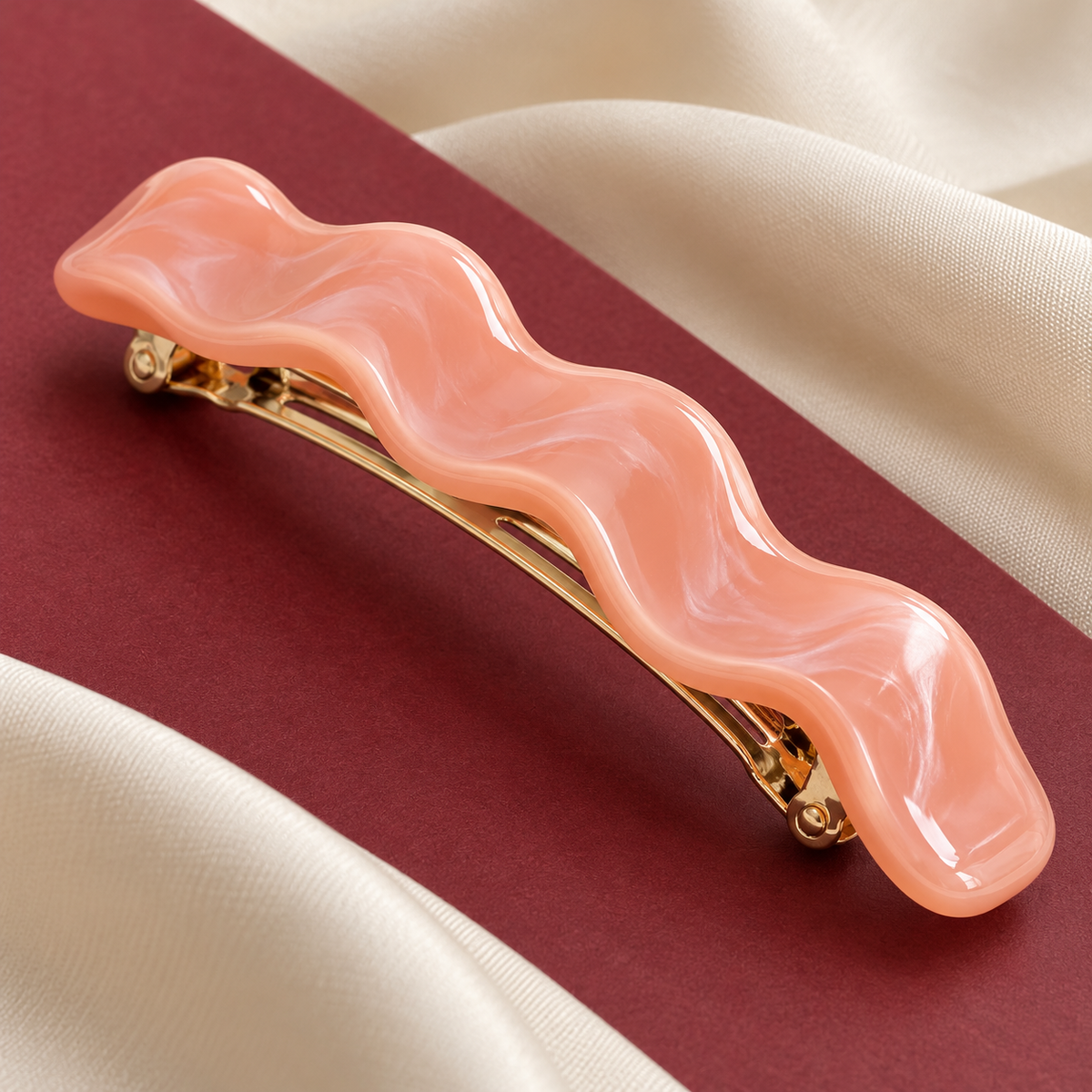 Peach Ripple Barrette — AI-generated styling illustration