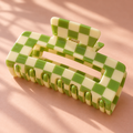 Green Checker Claw Clip — AI-generated styling illustration
