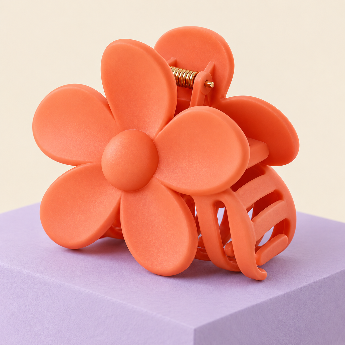 Coral Flower Claw Clip — AI-generated styling illustration